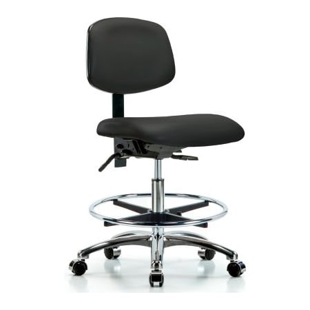 E Com Blue Ridge Ergonomics Antibacterial Task Stool - Carbon w/ Chrome Foot Ring VMBCH-CR-T0-A0-CF-CC-8823